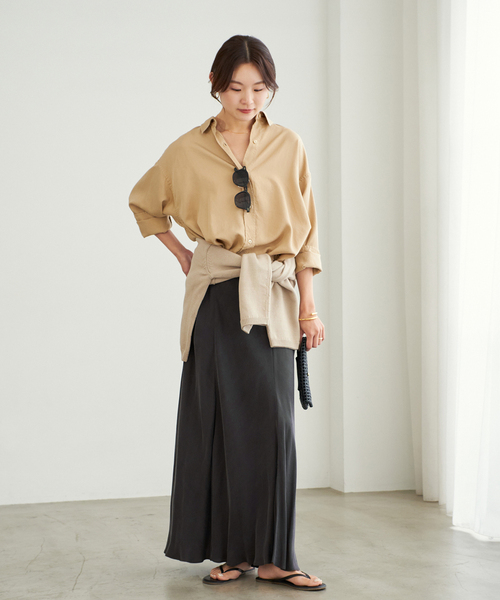 【plage】Washable Fibril Flared スカートホワイト38 plage スカート 「追加」Washable Fibril ロングスカート 3