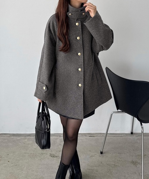 金釦　ミドルコート マルチウェイポンチョ風ミドルコート - ジャケット/アウター通販