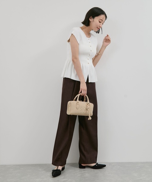 【美品】ロンシャン　2way ボストンバッグ　ハンド　ショルダー　エンボスロゴ フロージュ florge 【2WAY】エンボスロゴ入りマットレザー
