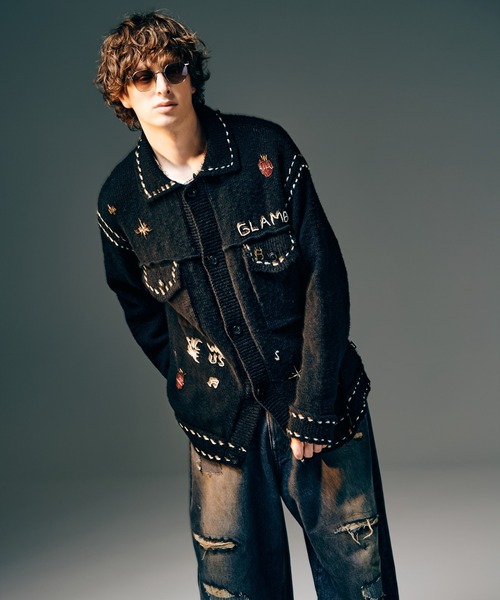glamb コート ジャケット Beadswork Knit Jacket / ビーズワーク