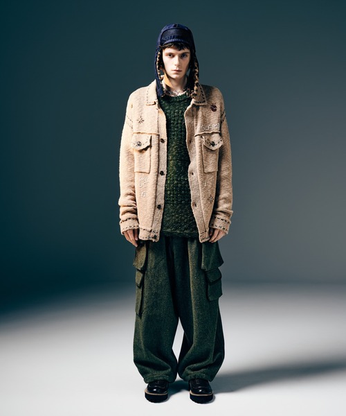 BAMS GOLF＊カシミヤ100%のニットジャケットL glamb コート ジャケット Beadswork Knit Jacket / ビーズワーク