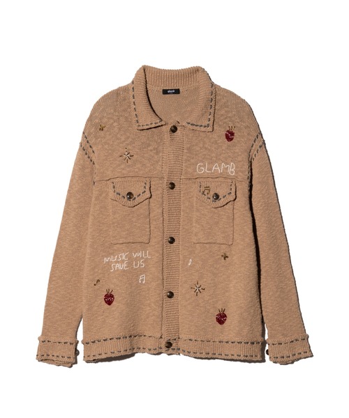 glamb スコアブランチジャケット　サイズ２ glamb コート ジャケット Beadswork Knit Jacket / ビーズワーク