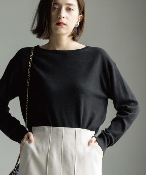 ニット セーター ボートネックニット/エクストラファインメリノウール「THEシリーズ/洗濯機OK」 レディース | OPAQUE.CLIP | 24