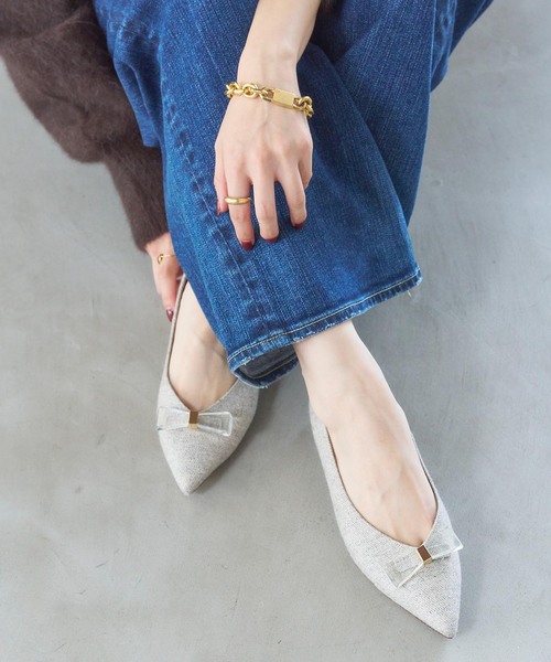 LE TALON（ル タロン） シューズ ポインテッドクリアリボンフラット