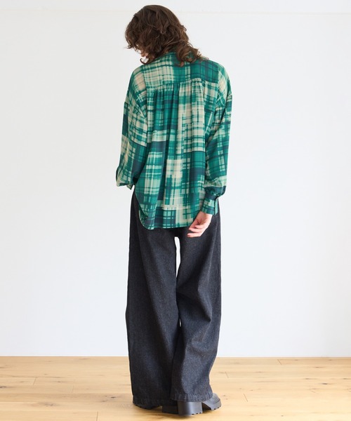 R-ISM ブラウス シャツ 「オリジナルプリント」パッチワークチェック