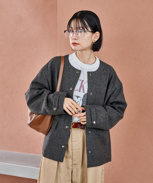 GIUNON ウールジャケット 大きな襟付き GIUNON（ジウノン）｜ジャケット/アウター一覧 - WEAR