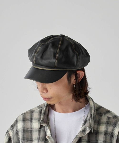 Theater code 帽子 キャスケット Faux Leather Vintage-Style