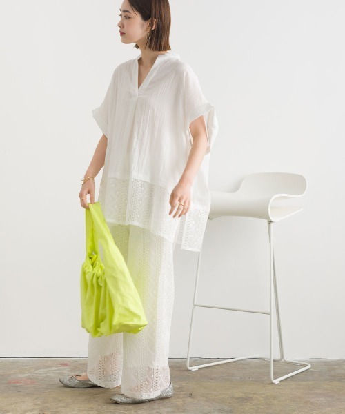 「terrace」 半袖ブラウス MEDIUM オフホワイト レディース_画像5