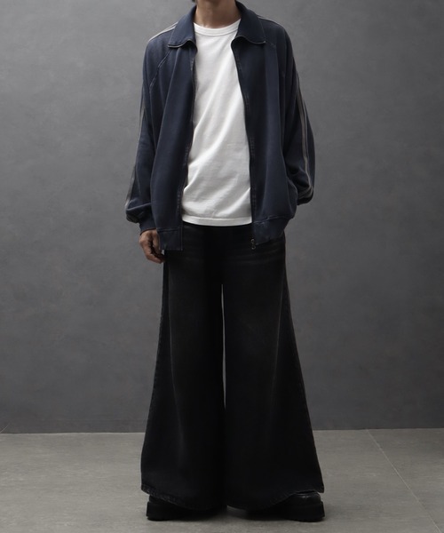 ブルゾン アウター T/C 裏毛スノーウォッシュ加工 袖ライントラック