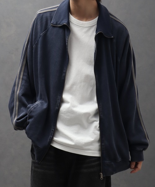ブルゾン アウター T/C 裏毛スノーウォッシュ加工 袖ライントラック