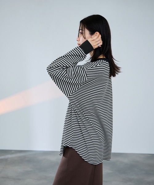 tシャツ milli de l'air オーバーサイズボーダーカットソー レディース
