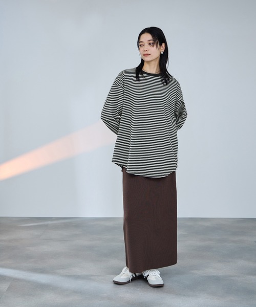 tシャツ milli de l'air オーバーサイズボーダーカットソー レディース