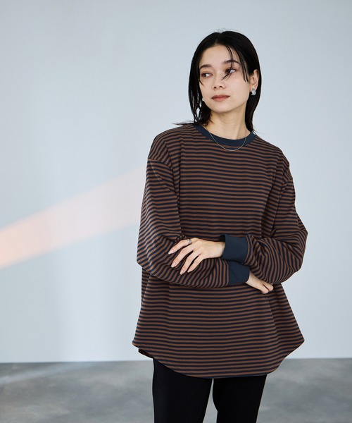 tシャツ milli de l'air オーバーサイズボーダーカットソー レディース