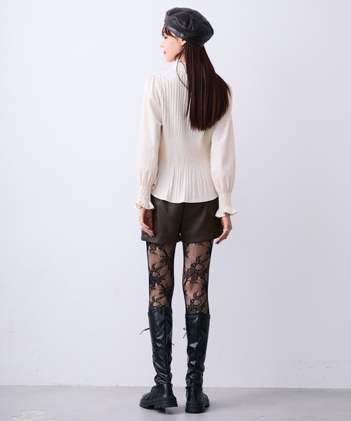 MONOe パンツ フェイクレザーストラップショートパンツ レディース