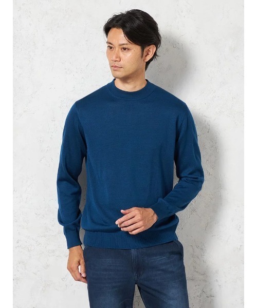 セーター ニット 「制電＆抗ピリング」天竺 モックネックセーター 無地