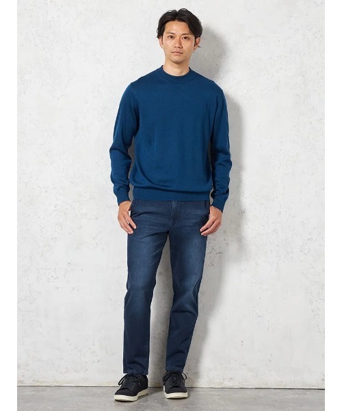 セーター ニット 「制電＆抗ピリング」天竺 モックネックセーター 無地