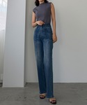 ジーンズ デニム デニムパンツ ハイウエストフ...の詳細画像4