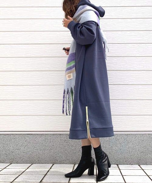 「Q」 長袖ワンピース MEDIUM ブラック レディース_画像9