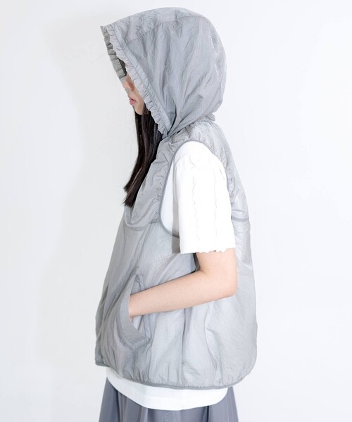 Bshop ベスト ジレ eunoia | ナイロンシアー フードベスト WOMEN