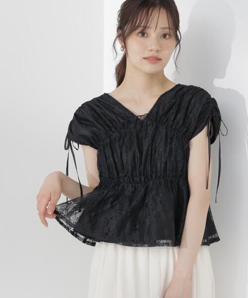 美品 エストネーション レースギャザーブラウス 手洗い可 38 PROPORTION BODY DRESSING（プロポーションボディドレッシング