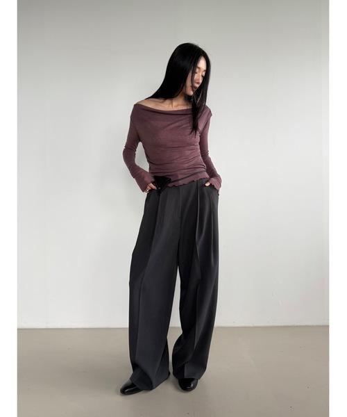 「Didot.showroom」 長袖カットソー FREE バーガンディー レディース_画像4