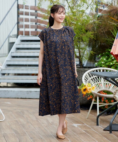 Tiaclasse シャツワンピース ボタニカル柄シャツワンピース : ZOZOTOWN