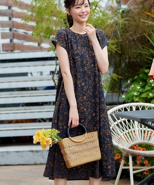 Tiaclasse シャツワンピース ボタニカル柄シャツワンピース : ZOZOTOWN