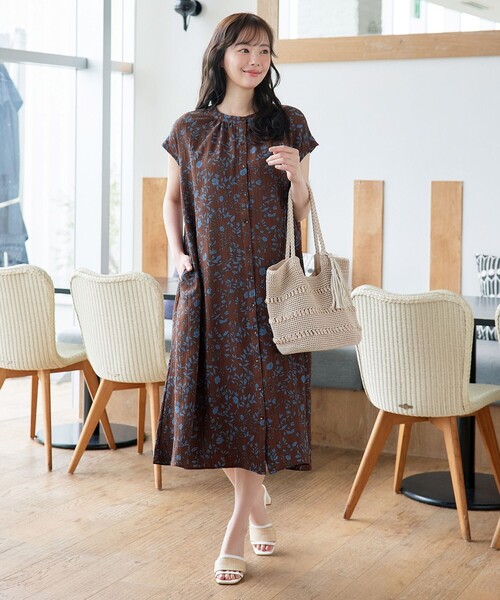 Tiaclasse シャツワンピース ボタニカル柄シャツワンピース : ZOZOTOWN