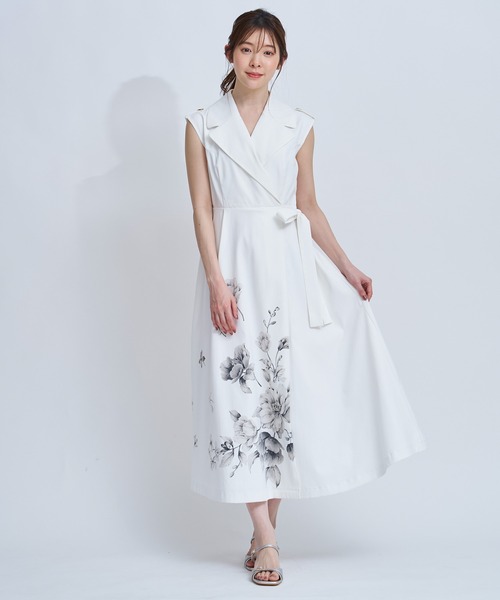 「NOELA」 ノースリーブワンピース M ベージュ レディース_画像2