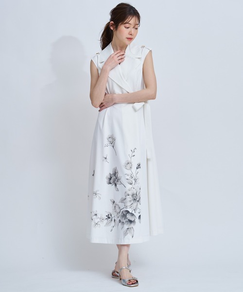 「NOELA」 ノースリーブワンピース M ベージュ レディース_画像4