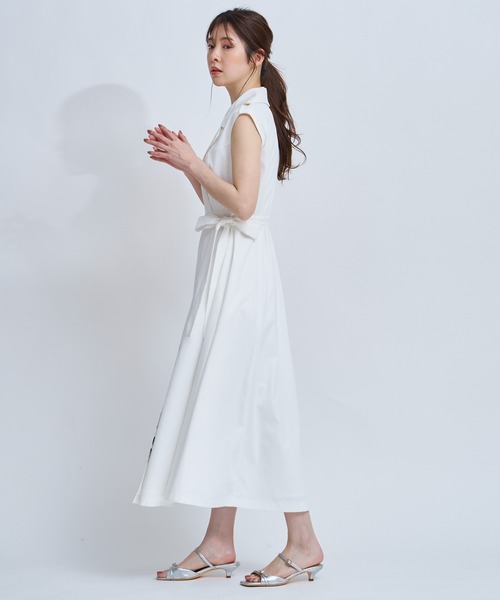 「NOELA」 ノースリーブワンピース M ベージュ レディース_画像5