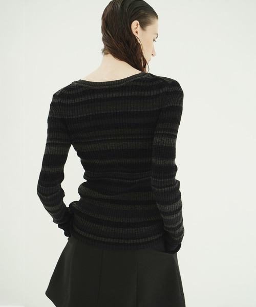 CLANE（クラネ） カーディガン MULTI BORDER BUTTON DETAIL KNIT