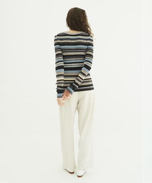 CLANE（クラネ） カーディガン MULTI BORDER BUTTON DETAIL KNIT