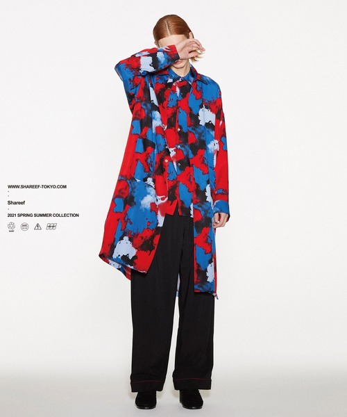 SHAREEF シャリーフ ロングシャツ　スモーク SHAREEF（シャリーフ） シャツ SMOKE PT LONG SHIRTS メンズ