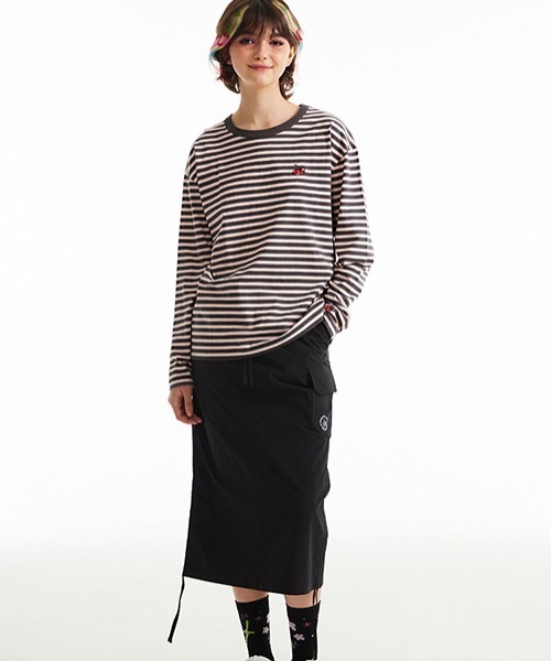 tシャツ KIRSH CHERRY STRIPE LONG SLEEVE T-SHIRT/キルシーチェリーストライプロングスリーブTシャツ レディース KIRSH（キルシー）の「KIRSH CHERRY STRIPE LONG SLEEVE T-SHIRT