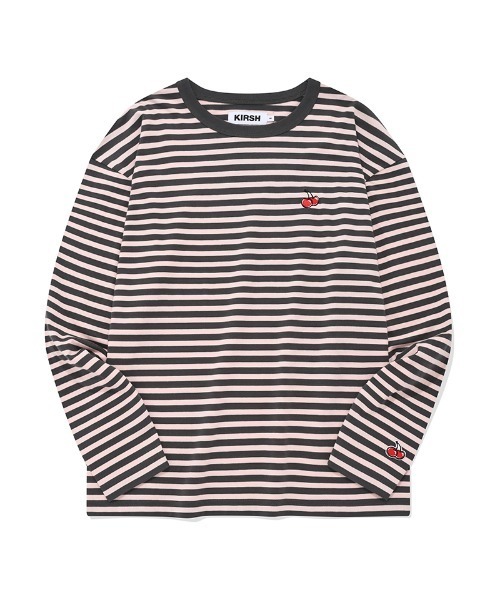 tシャツ KIRSH CHERRY STRIPE LONG SLEEVE T-SHIRT/キルシーチェリーストライプロングスリーブTシャツ レディース tシャツ KIRSH CHERRY STRIPE LONG SLEEVE T-SHIRT/キルシー