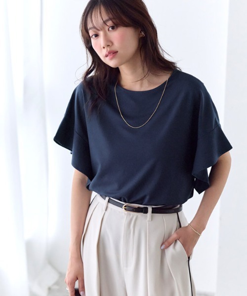 Pierrot（ピエロ） tシャツ 半袖 接触冷感フレアスリーブTシャツ