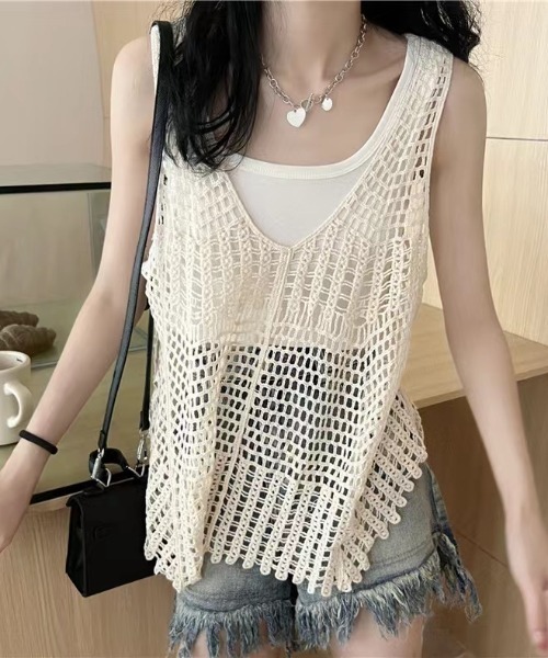 最終leinwande Braid Knitted Top ホワイトベスト　ジレ 最終leinwande Braid Knitted Top ホワイトベスト ジレ