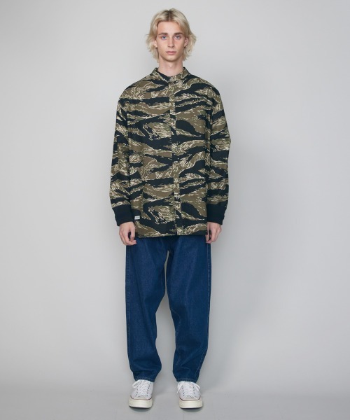 rehacer（レアセル） シャツ : No-Collar Tiger Camo Rib Shirt / ノー