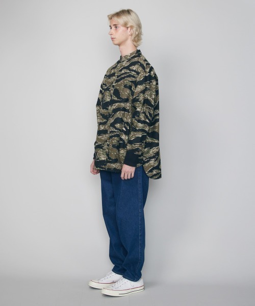 メンズ シャツ ブラウス rehacer : No-Collar Tiger Camo Rib Shirt / ノーカラータイガーカモ リブシャツ｜zozo｜09