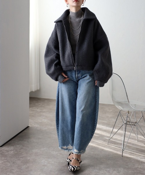 TRIANGLE PALETTE ブルゾン アウター ショート丈 ボリュームスリーブ