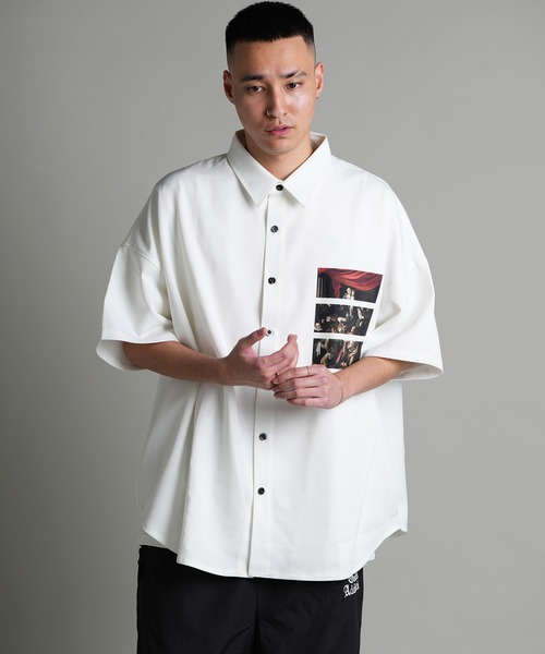 GALLIS ADDICTION シャツ GA 絵画-SPLIT S/S SHIRT メンズ