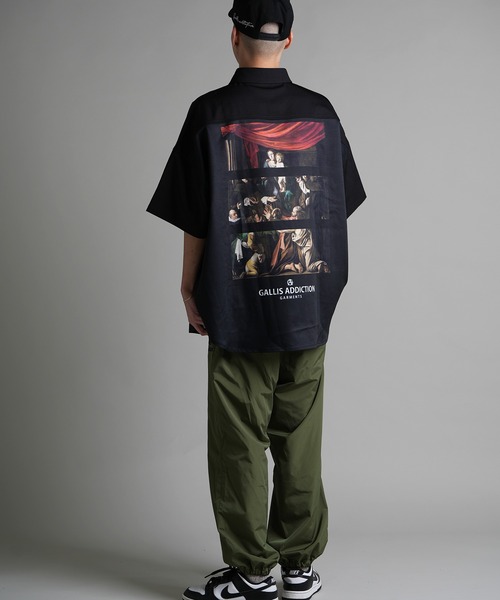 GALLIS ADDICTION シャツ GA 絵画-SPLIT S/S SHIRT メンズ