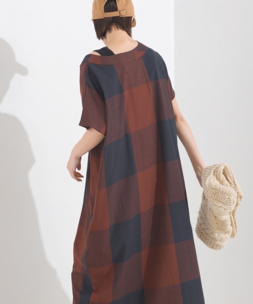 OMNES（ファッション） ワンピース コットンスラブチェック柄