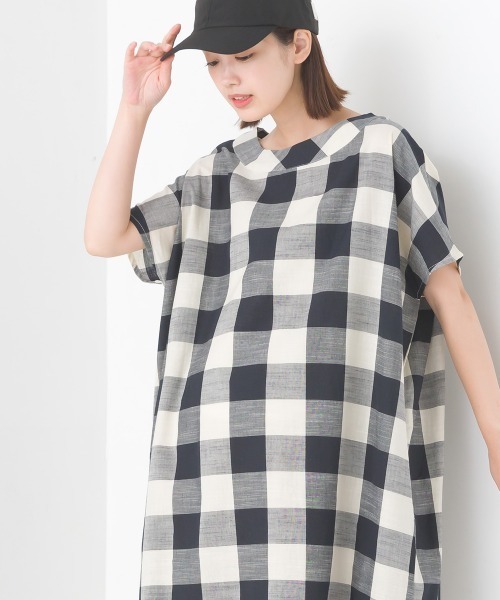 OMNES（ファッション） ワンピース コットンスラブチェック柄