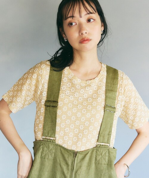 tシャツ drawing flower sheer T レディース FREAK'S STORE tシャツ 花刺繍Tシャツ「限定展開」 レディース
