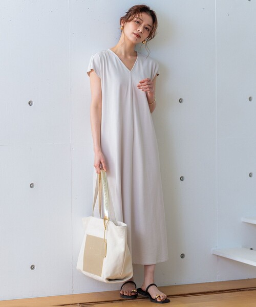 最終価格【極美品】23区 SLOW コンパクトインレーワンピース 23区 ワンピース 「SLOW/一部店舗限定」コンパクトインレー