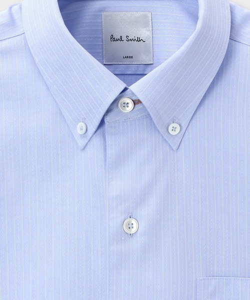 D221927 Paul Smith シルクニット切替ストライプシャツ ヘアラインストライプ ドレスシャツ / 153207 801PRX（ビジネス