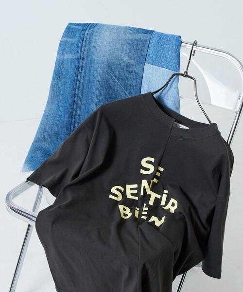 tシャツ リメイクロゴ ファスナースリット トップス レディース FREAK'S STORE tシャツ リメイクロゴTシャツ レディース
