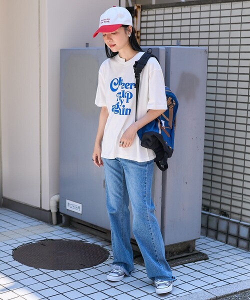 tシャツ リメイクロゴ ファスナースリット トップス レディース FREAK'S STORE tシャツ リメイクロゴTシャツ レディース